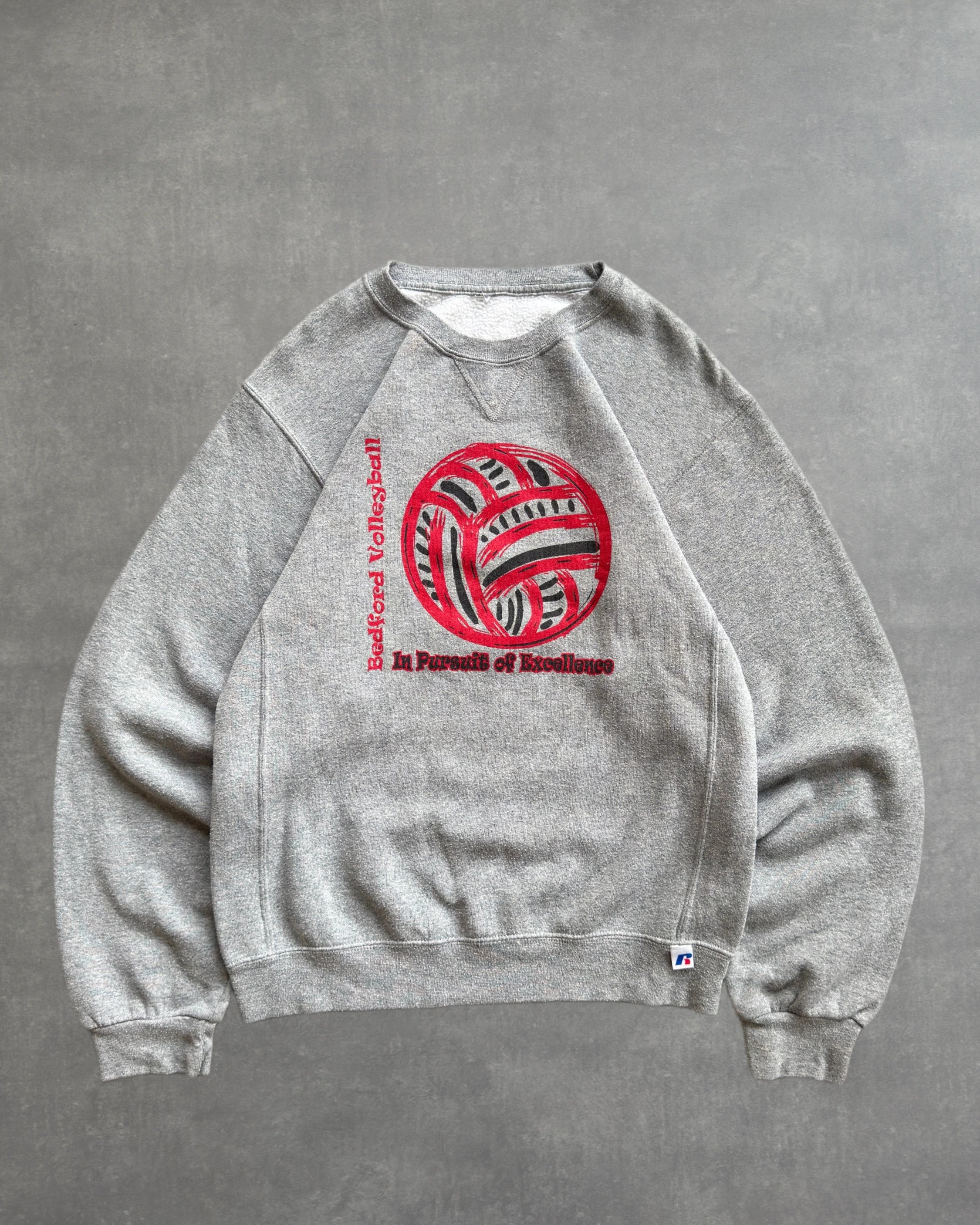Sweat-shirt Vintage Russell Athletic Admiral Farragut Academy - Bleu Marine/ Gris, Taille XL - Années 50