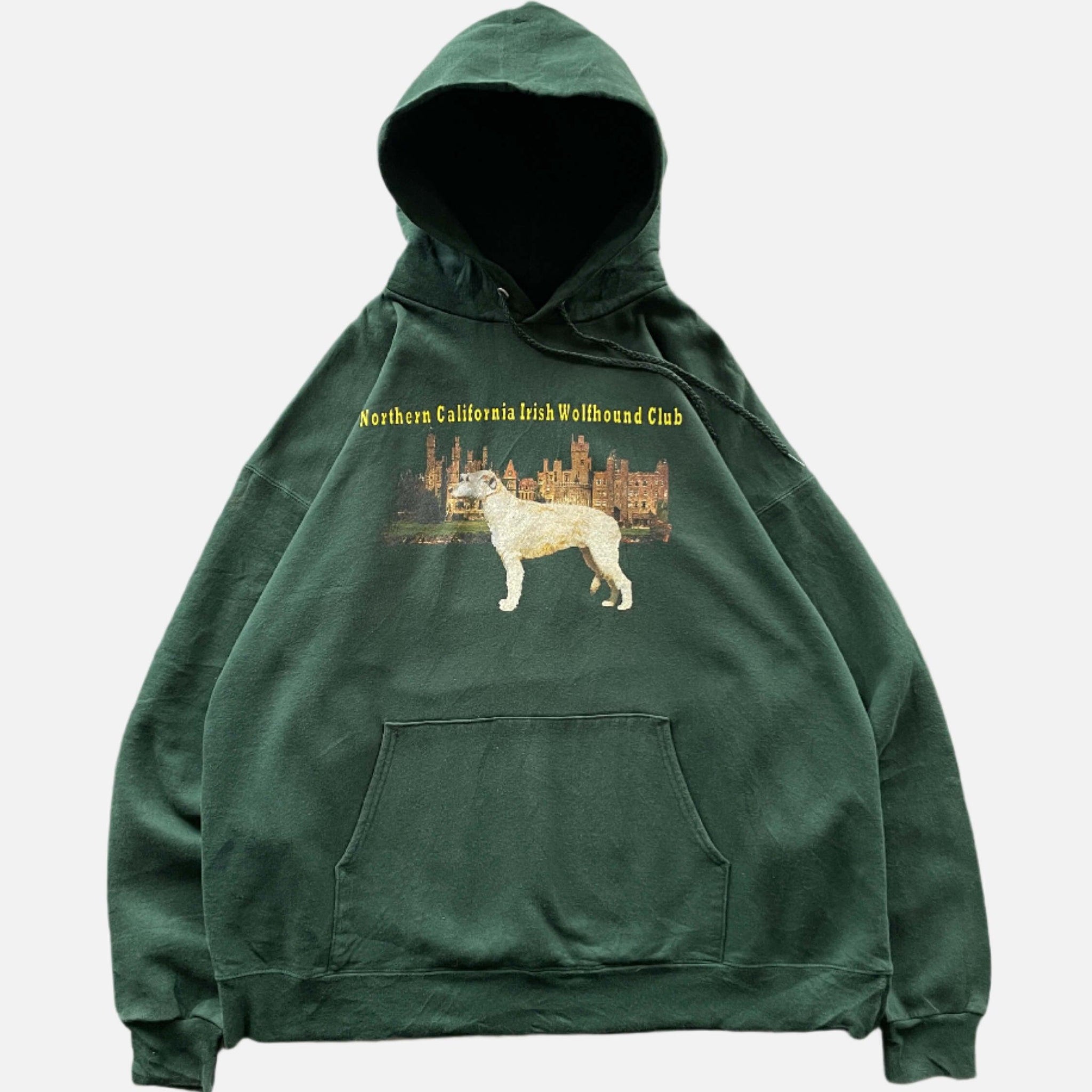 Vintage 1990s Hanes Hoodie from Northern California Irish Wolfhound Club in dark green